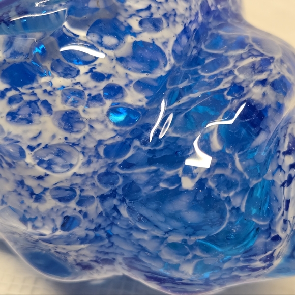 Murano Style Teal Blue CONCH SHELL Hand-blown Art Glass Trinket Candy Dish - Picture 9 of 13